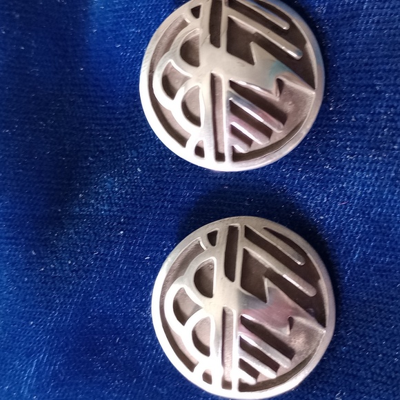 ThunderBolt Overlay Sterling Silver Round Stud Earrings - Picture 2 of 13